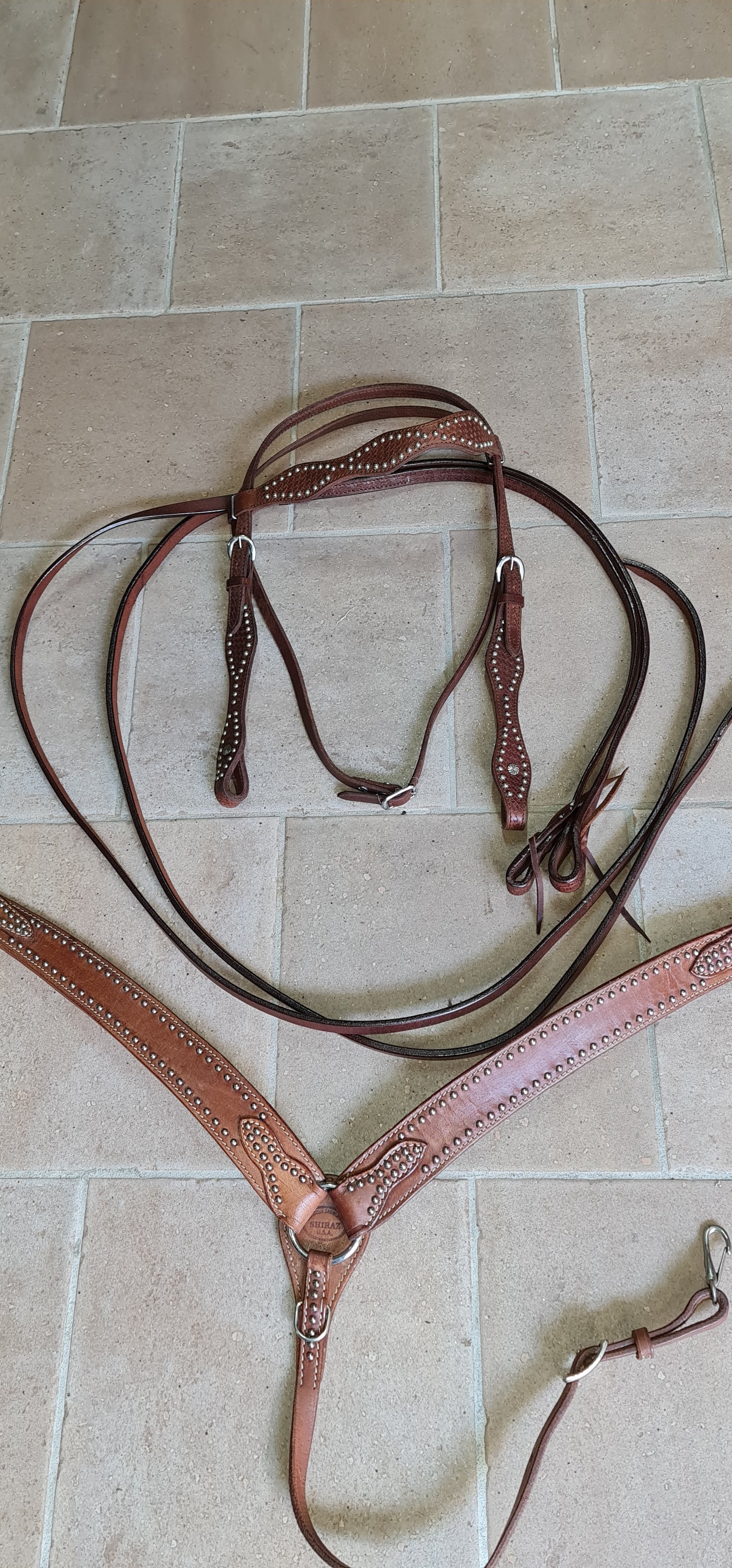 SET , FINIMENTI TESTIERA REDINI PETTORALE WESTERN