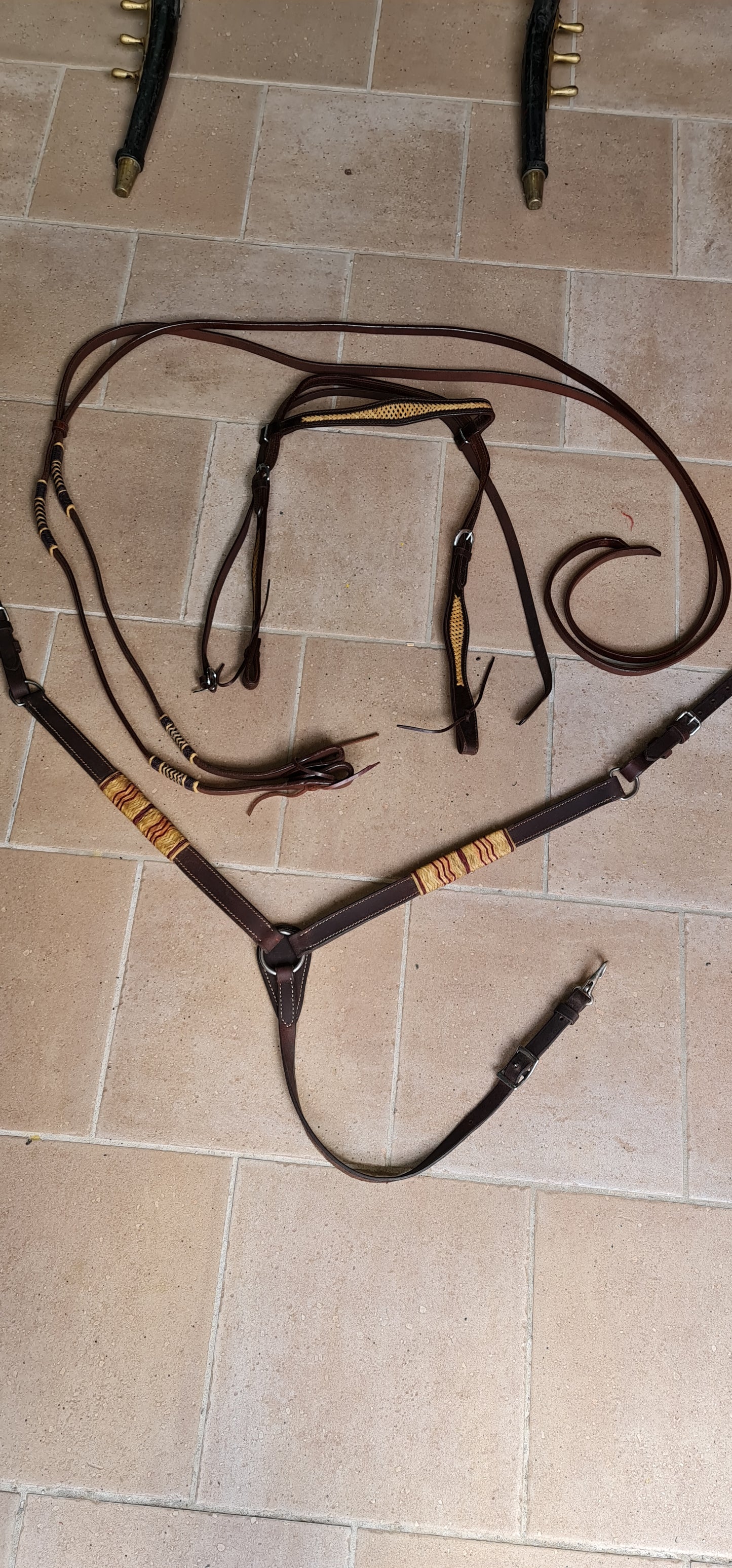 SET , FINIMENTI TESTIERA REDINI PETTORALE WESTERN