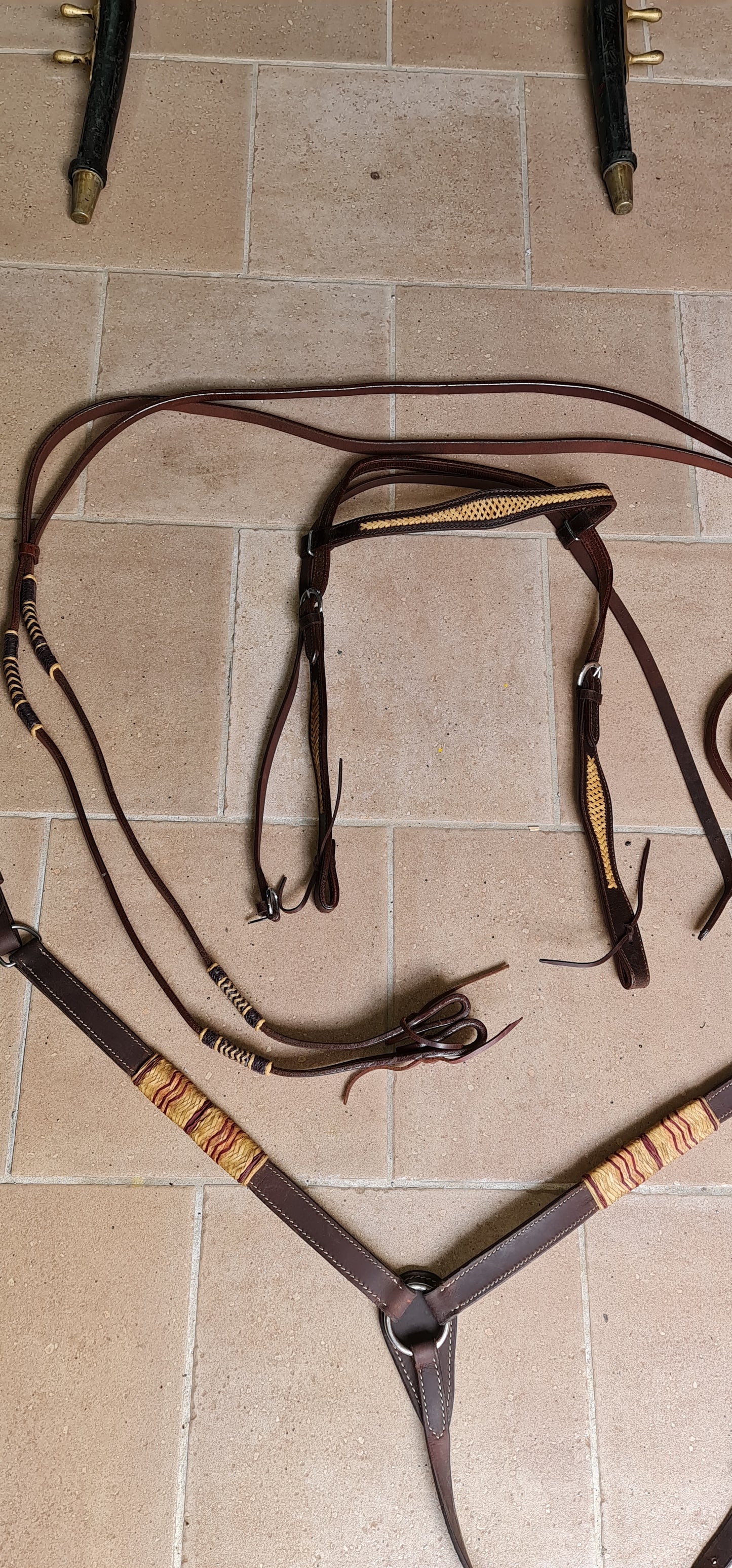SET , FINIMENTI TESTIERA REDINI PETTORALE WESTERN
