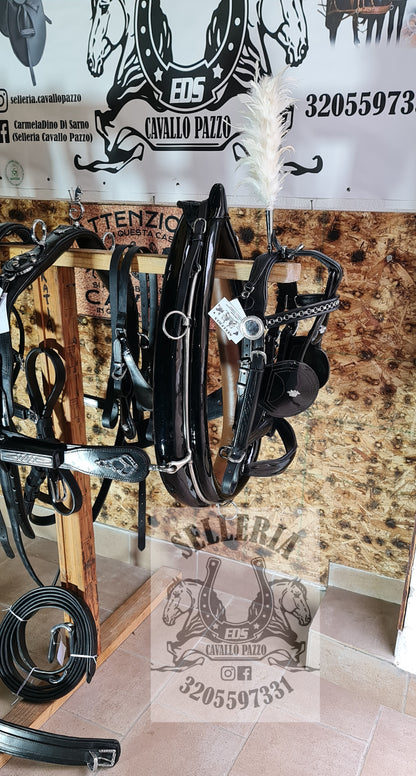 FINIMENTO PARIGLIA NERO LUCIDO BOX IN CUOIO INCISO/ CROMATI