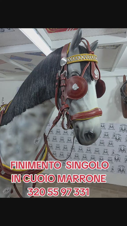 FINIMENTO COMPLETO SINGOLO IN CUOIO COGNAC.PARTICOLARE