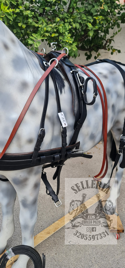 FINIMENTO SINGOLO IN CUOIO ESTERNO NERO INTERNO MARRONE