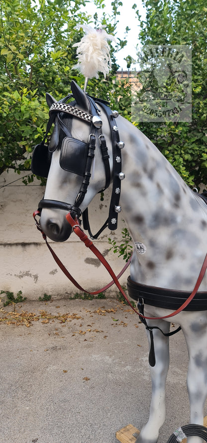 FINIMENTO SINGOLO IN CUOIO ESTERNO NERO INTERNO MARRONE