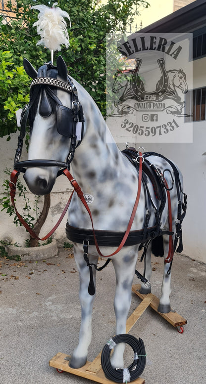 FINIMENTO SINGOLO IN CUOIO ESTERNO NERO INTERNO MARRONE