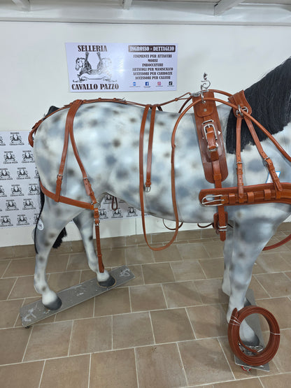 FINIMENTO SINGOLO O PARIGLIA  IN CUOIO MARRONE NATURALE