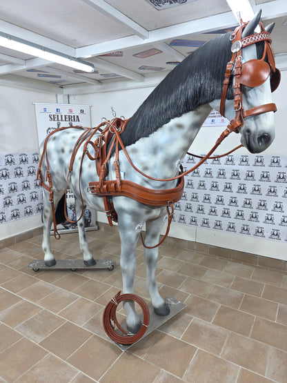 FINIMENTO SINGOLO O PARIGLIA  IN CUOIO MARRONE NATURALE