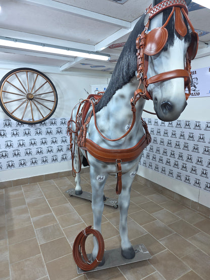 FINIMENTO SINGOLO O PARIGLIA  IN CUOIO MARRONE NATURALE