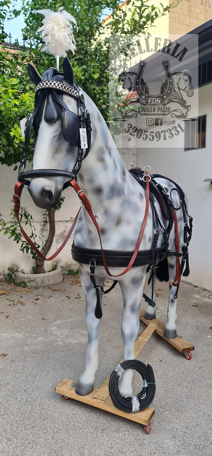FINIMENTO SINGOLO IN CUOIO ESTERNO NERO INTERNO MARRONE