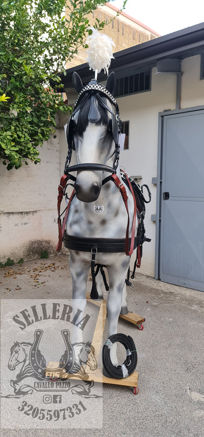 FINIMENTO SINGOLO IN CUOIO ESTERNO NERO INTERNO MARRONE