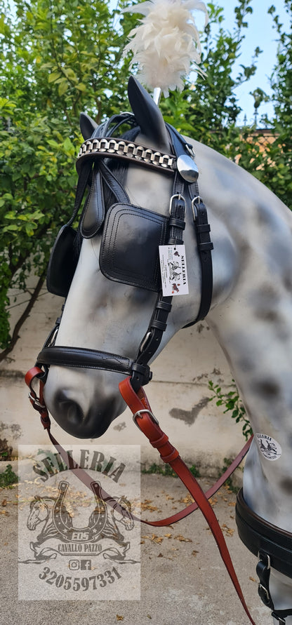 FINIMENTO SINGOLO IN CUOIO ESTERNO NERO INTERNO MARRONE