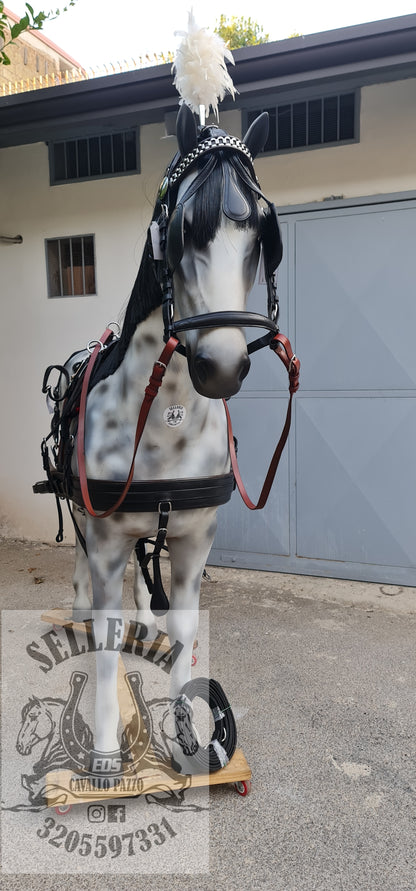 FINIMENTO SINGOLO IN CUOIO ESTERNO NERO INTERNO MARRONE